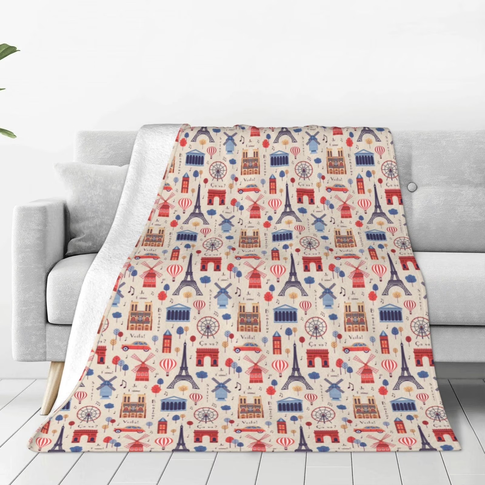 Paris Landmark Print Sherpa Fl - Home Textiles Paris recension och pris