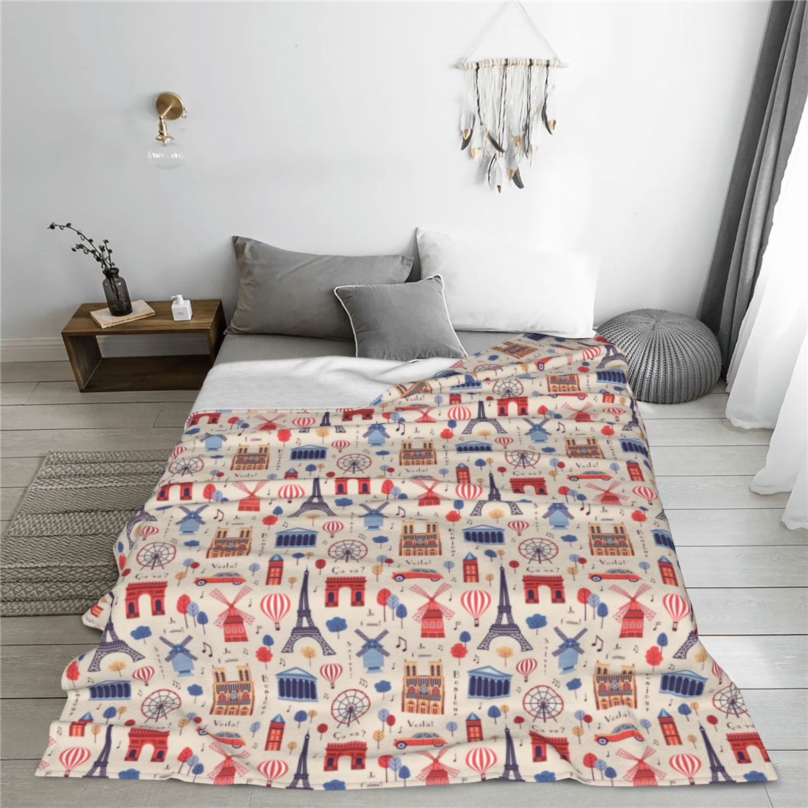Paris Landmark Print Sherpa Fl - Home Textiles Paris recension och pris
