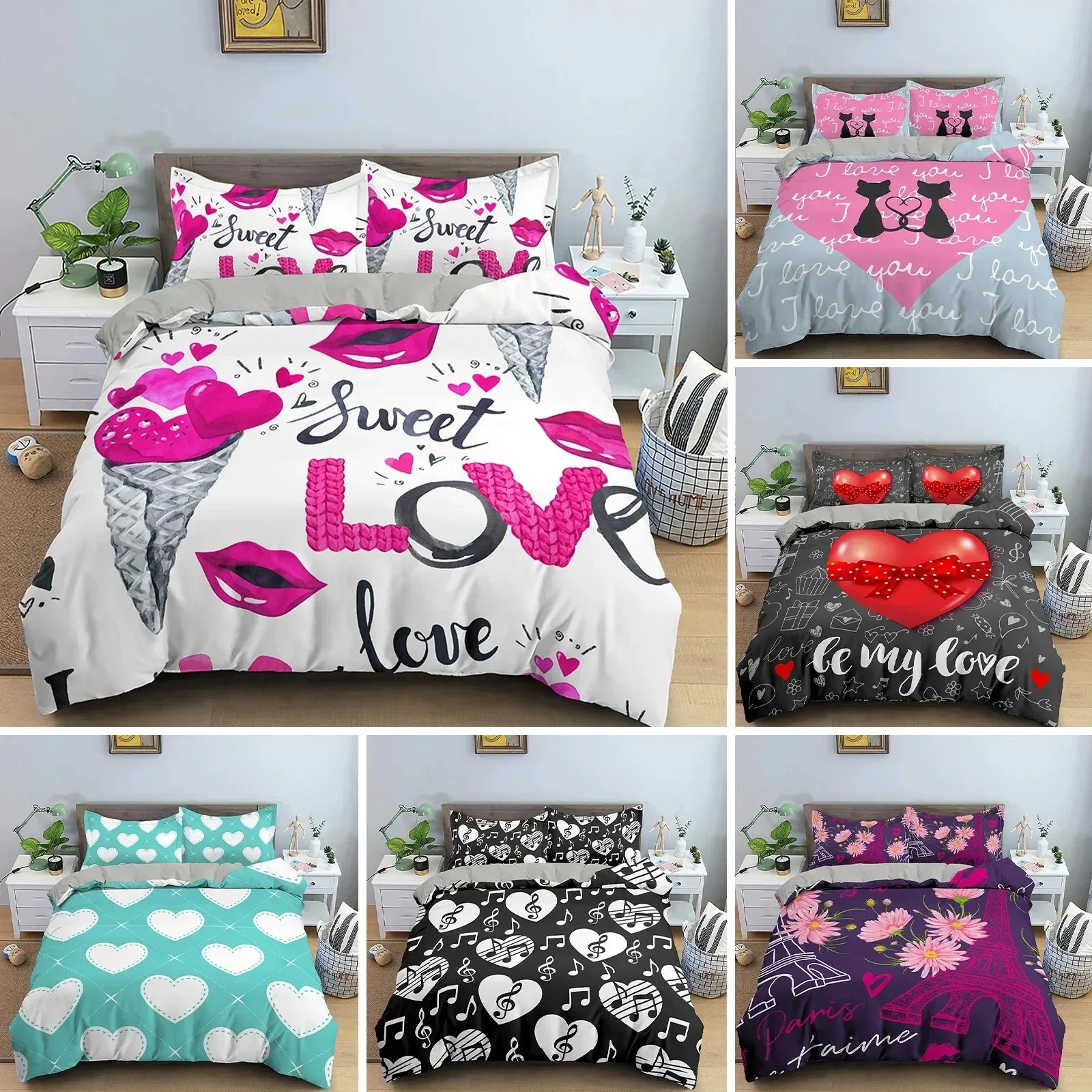3D Love Heart Duvet Cover Pari - Home Textiles Paris recension och pris